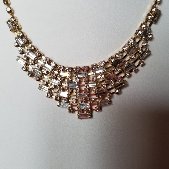 Prom Wedding Gold Rhinestone Elegant Necklace Valentines Day - Picture 2 of 6